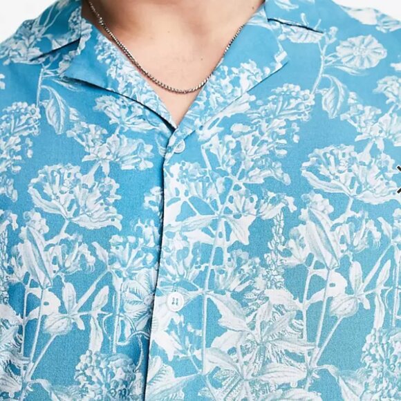 ASOS Other - NWOT Men's ASOS DESIGN boxy oversized revere shirt in blue floral print Large